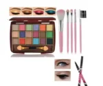 Mini 18 Shades Eyeshadow Palate With 5pc makeup Brush And 36hr Eyeliner