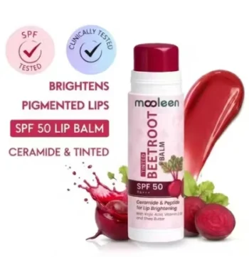 Tinted Lip Balm with SPF 50 PA+++| Hydration++Brightening |Kojic Acid & Ceramide Beetroot - 5gm