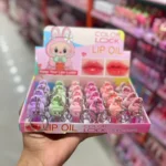 Color Lock Cute Bunny Keychain Lip Oil - Hydrating Tinted Lip Care with Velvet Cap